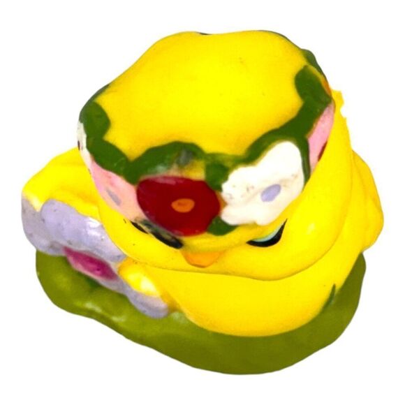 Vintage Gurley Yellow Chick Figurine Flower Crown & Flower Accent Anthropomorphi - Picture 3 of 6